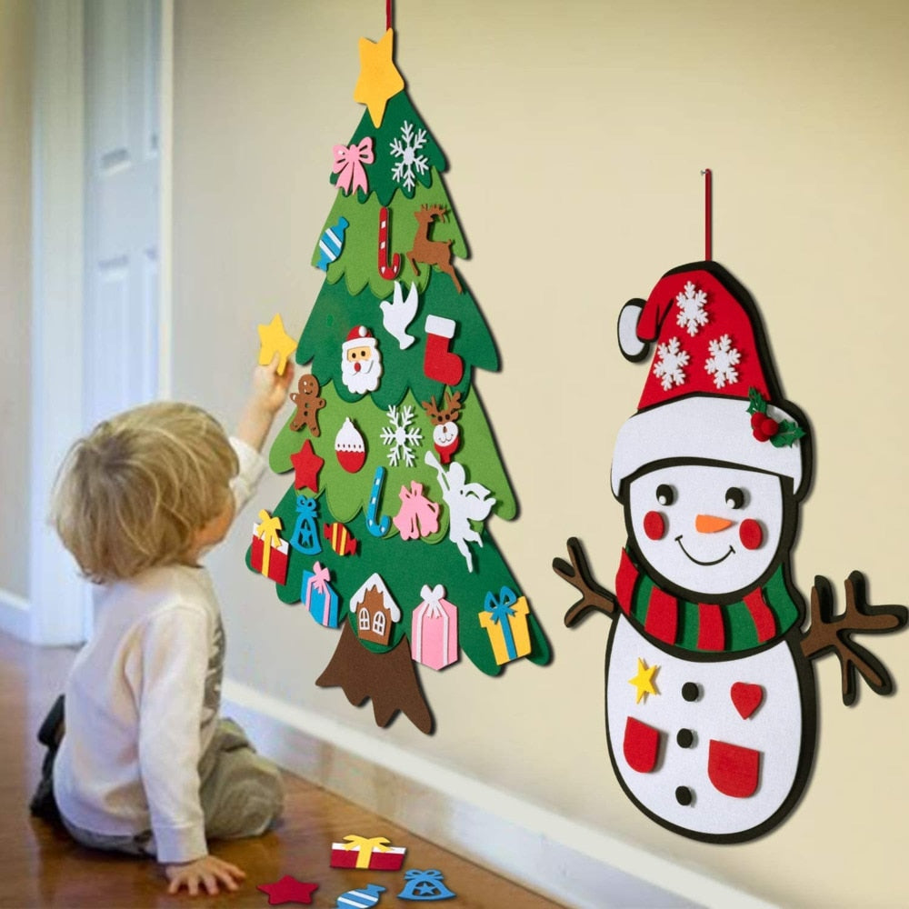 Kids DIY Big Felt Christmas Tree Christmas Decoration Santa Claus Xmas Tree 2021 New Year Gifts For Children Educational Toys