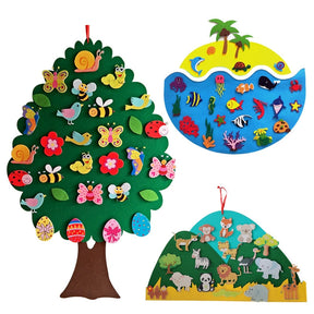 Montessori Felt Animal Jigsaw Toy Christmas Tree Sea Animal Baby DIY Material Paste Handmade Game Educational Toys For Children