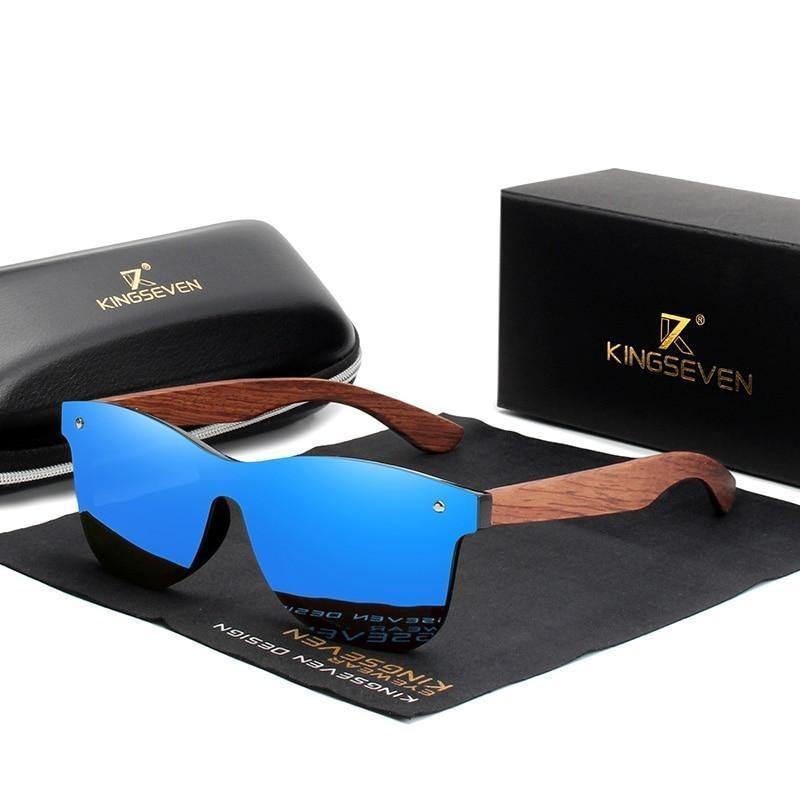 Óculos de Sol com Lente Polarizada  - KINGSEVEN® - e Hastes em Acetato Madeira - LANÇAMENTO - TENDÊNCIA