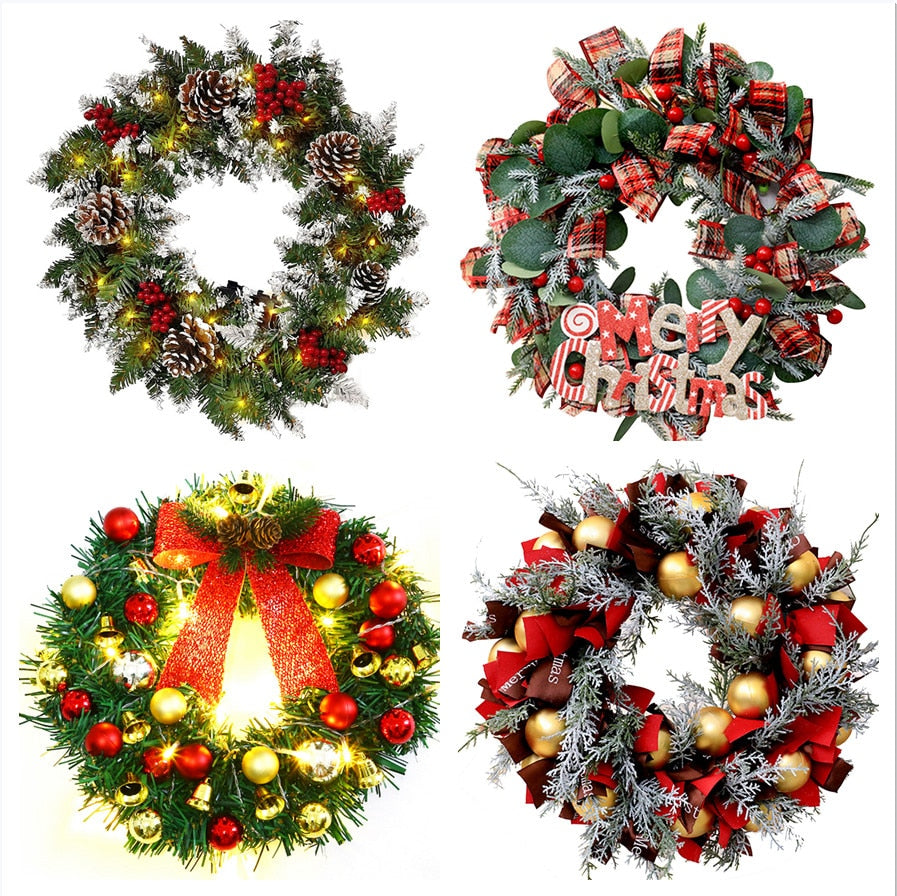 2021 Christmas Garland Wreath Pinecone Christmas Decorations for Home Xmas Party Supplies Hanging Ornament Hanger Decoration