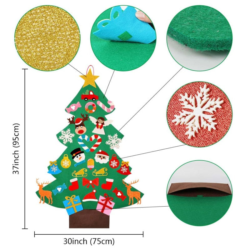 Kids DIY Big Felt Christmas Tree Christmas Decoration Santa Claus Xmas Tree 2021 New Year Gifts For Children Educational Toys