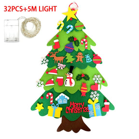 Home Decoration DIY Felt Christmas Tree Wall Hanging Artificial Xmas Tree with Santa Claus Snowflakes Ornament New Year Kid Gift