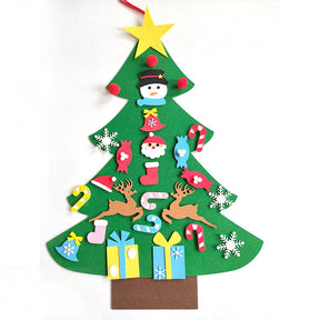 Home Decoration DIY Felt Christmas Tree Wall Hanging Artificial Xmas Tree with Santa Claus Snowflakes Ornament New Year Kid Gift