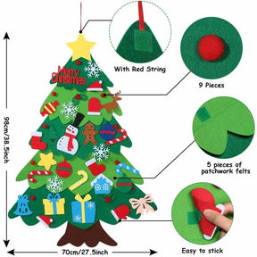 Home Decoration DIY Felt Christmas Tree Wall Hanging Artificial Xmas Tree with Santa Claus Snowflakes Ornament New Year Kid Gift