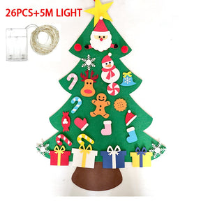 Home Decoration DIY Felt Christmas Tree Wall Hanging Artificial Xmas Tree with Santa Claus Snowflakes Ornament New Year Kid Gift